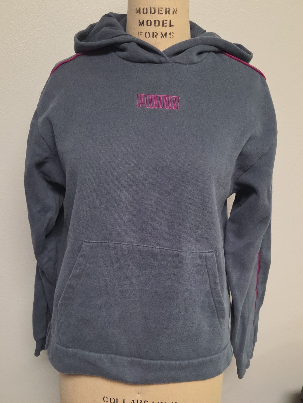 Puma Slate Blue Pullover Hoodie with Pink Accents